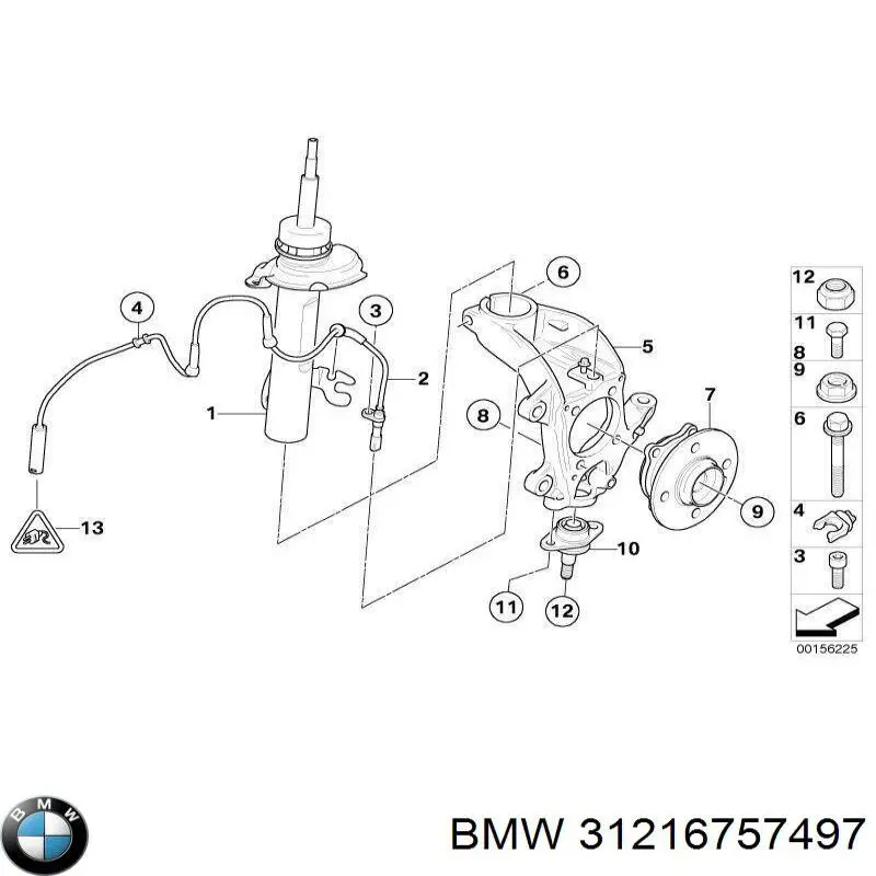 31216757497 BMW Цапфа - поворотный кулак передний, левый