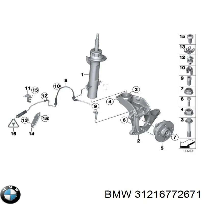 31216772671 BMW pino moente (extremidade do eixo dianteiro esquerdo)