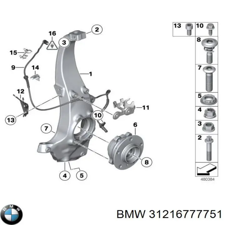 31216777751 BMW pino moente (extremidade do eixo dianteiro esquerdo)