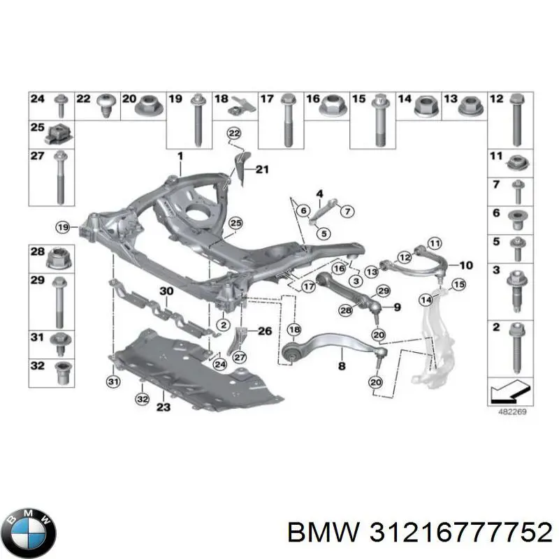 Купить 31216777752 BMW Ось передняя и поворотные кулаки