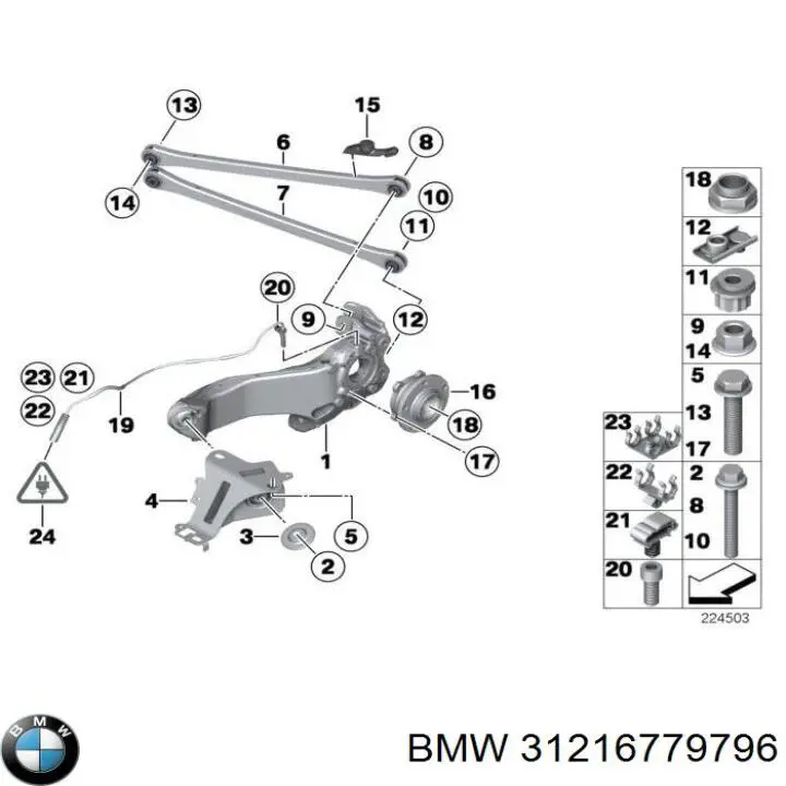 31216779796 BMW pino moente (extremidade do eixo dianteiro direito)