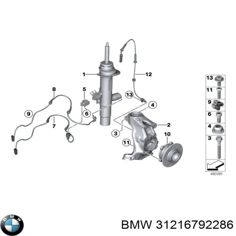 31216792286 BMW pino moente (extremidade do eixo dianteiro direito)