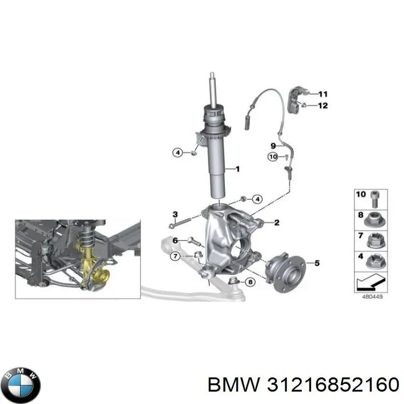 31216852160 BMW Цапфа - поворотный кулак передний, правый