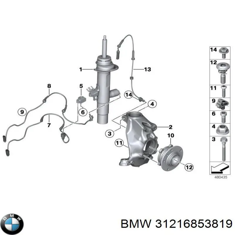 Цапфа (поворотный кулак) передний левый BMW 6853819 цена, от 359.91 USD