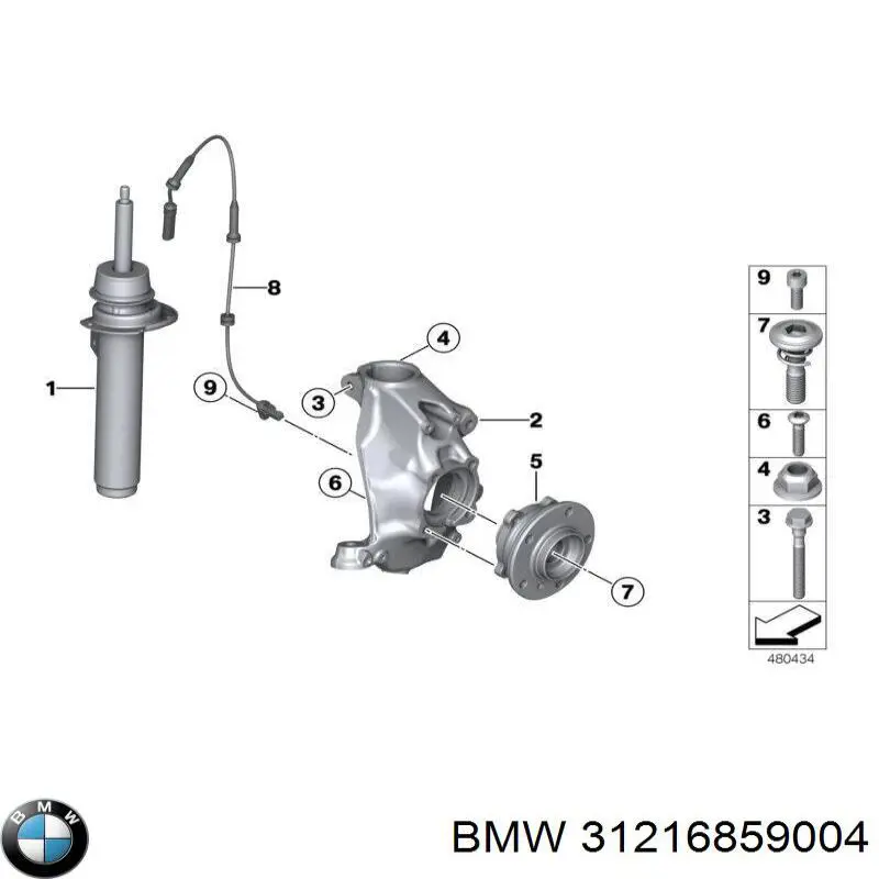 31216859004 BMW pino moente (extremidade do eixo dianteiro direito)