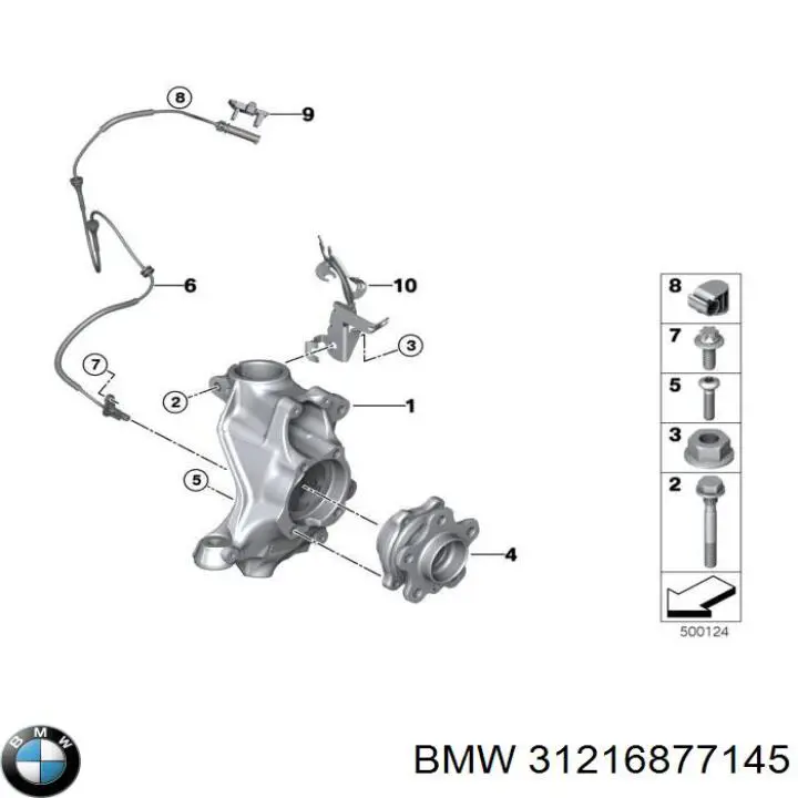 31216877145 BMW Цапфа - поворотный кулак передний, левый