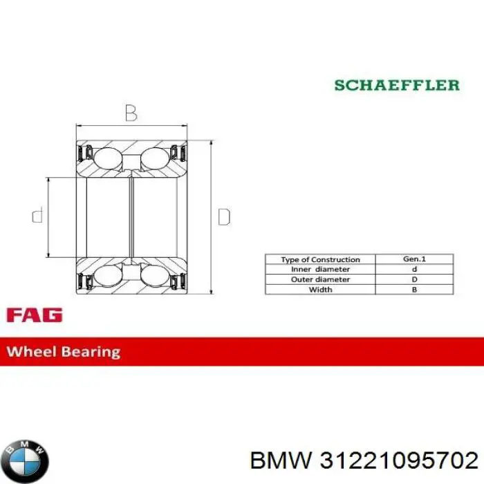 Подшипник ступицы передней/задней BMW 31221095702