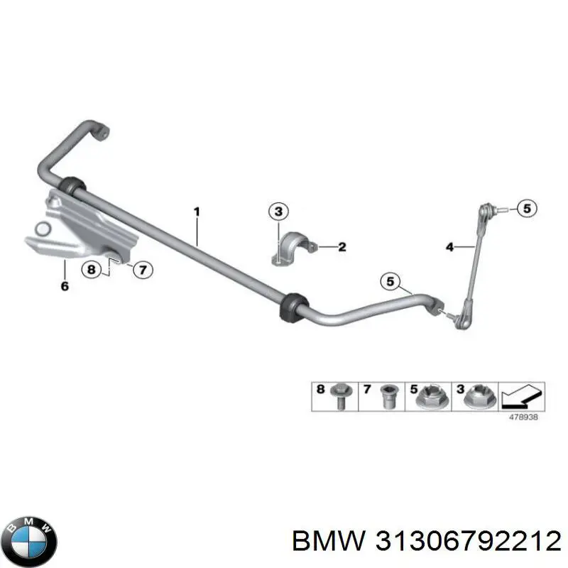 Стойка стабилизатора переднего правая BMW 31306792212