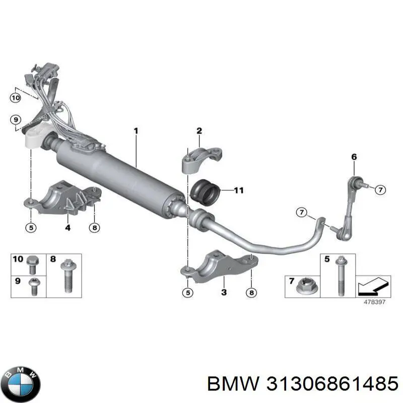 Soporte de barra estabilizadora delantera 31306861485 BMW