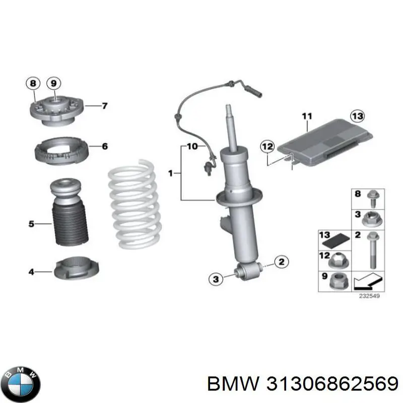 Проставка (резиновое кольцо) пружины передней верхняя на BMW 7 (F01, F02, F03, F04) купить.