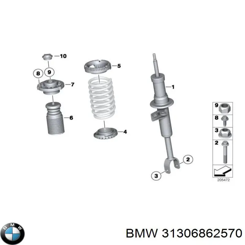 31306862570 BMW espaçador (anel de borracha da mola traseira inferior)