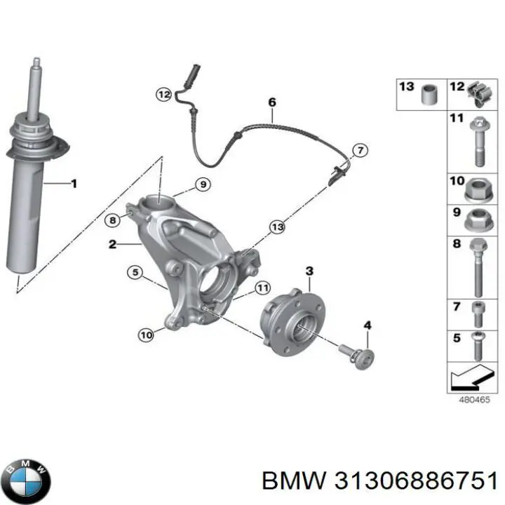 31306886751 BMW amortecedor dianteiro esquerdo
