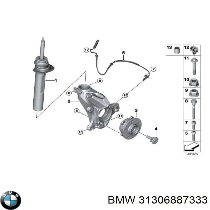 31306887333 BMW amortecedor dianteiro esquerdo