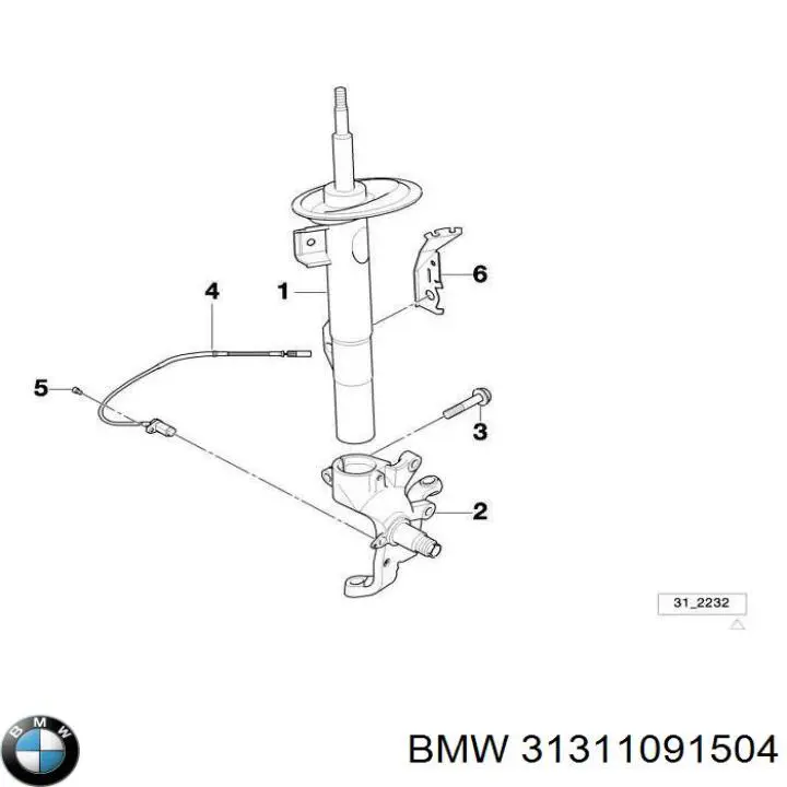 Амортизатор передний правый 31311091504 BMW