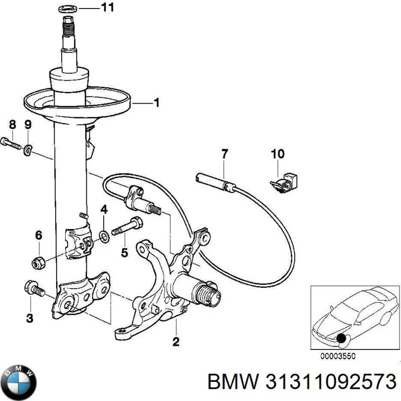 Амортизатор передний левый 31311094191 BMW