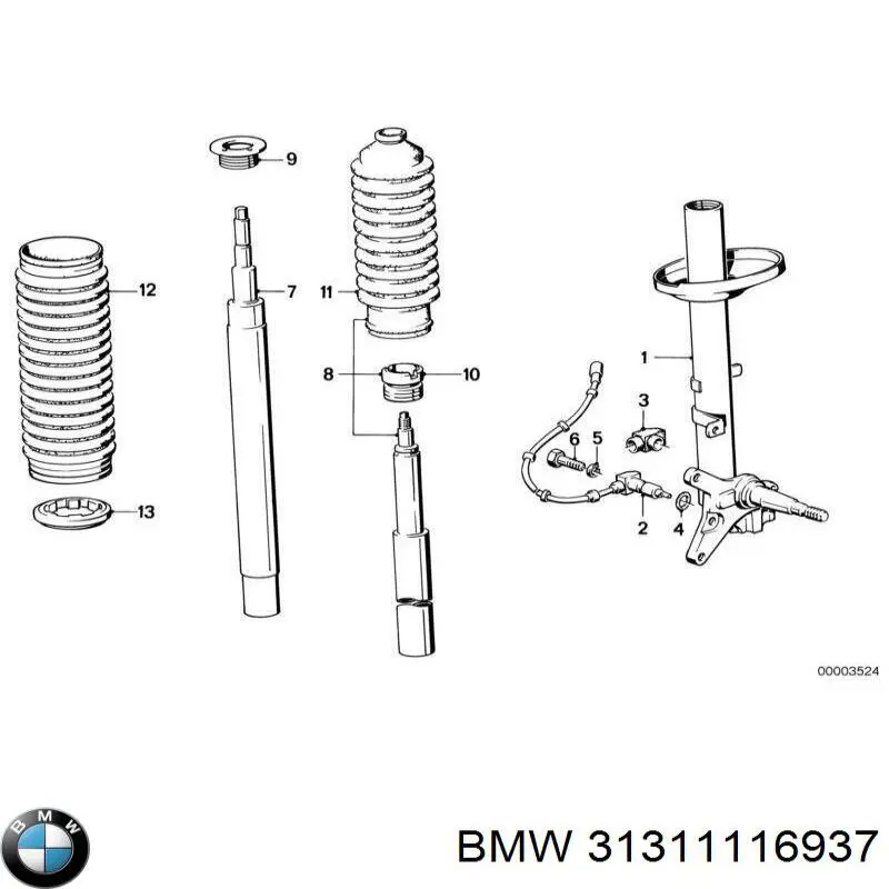Амортизатор передней подвески левой BMW 31311116937 цена, от 25.34 USD