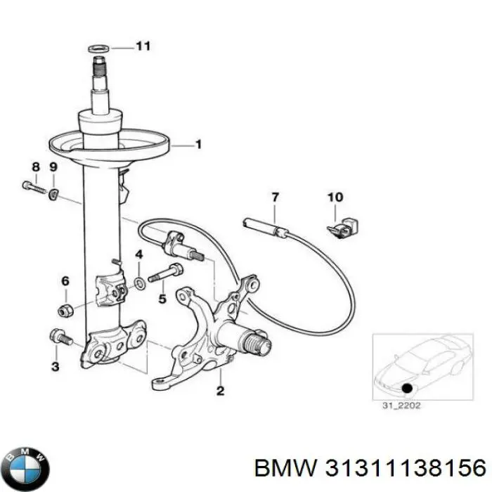 31311138156 BMW амортизатор передний правый