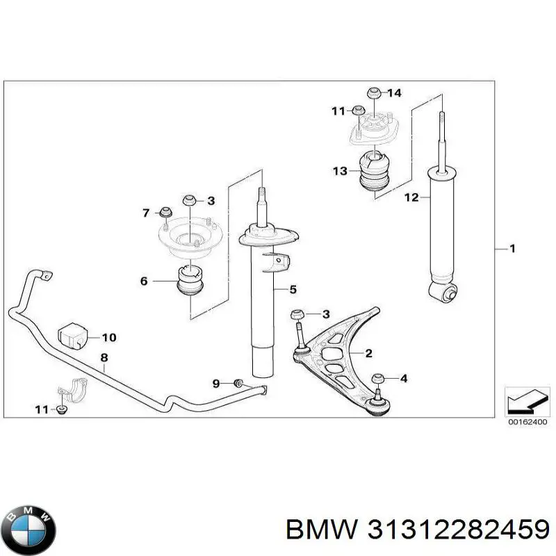 Амортизатор передний левый 31312282459 BMW
