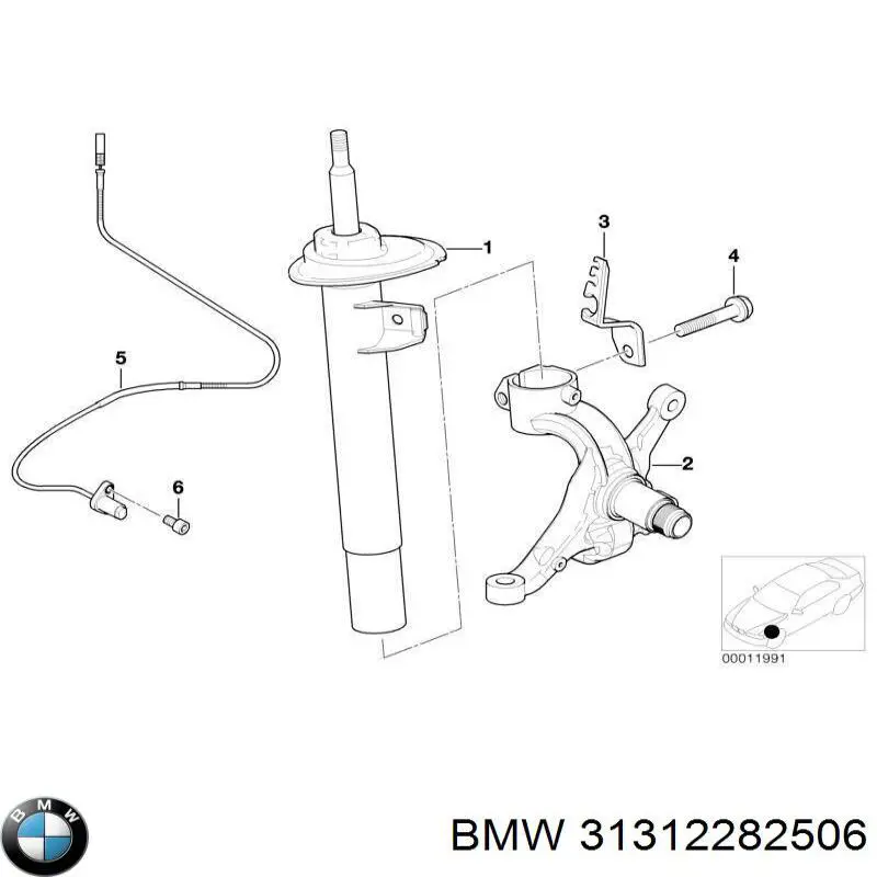 Амортизатор передний левый 31312282216 BMW