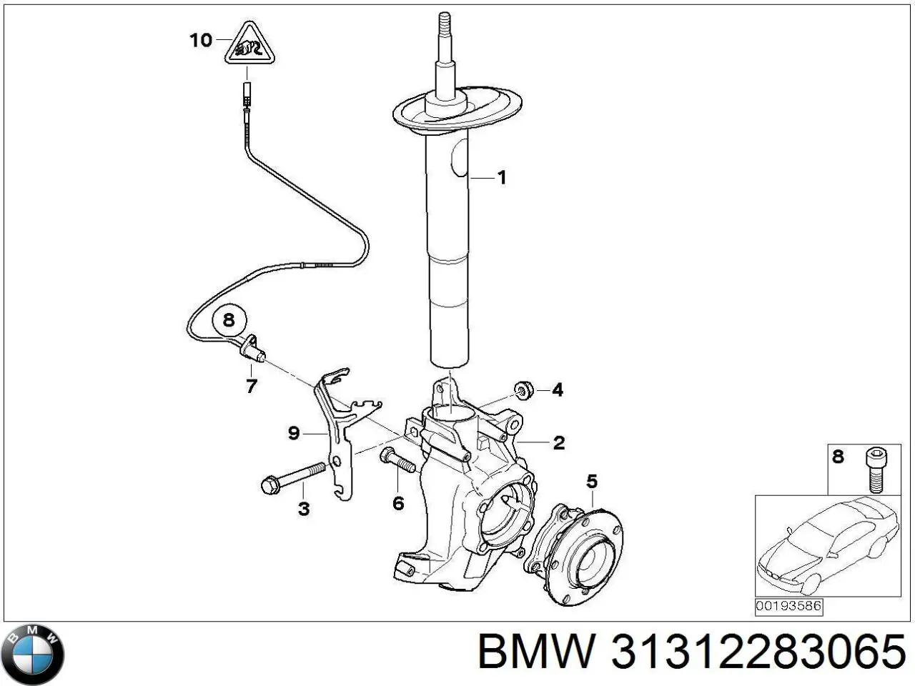 Amortiguador delantero izquierdo 31312283065 BMW