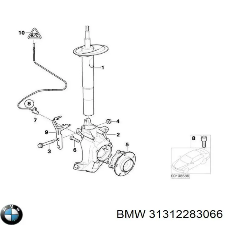 Амортизатор передний левый 31312283066 BMW