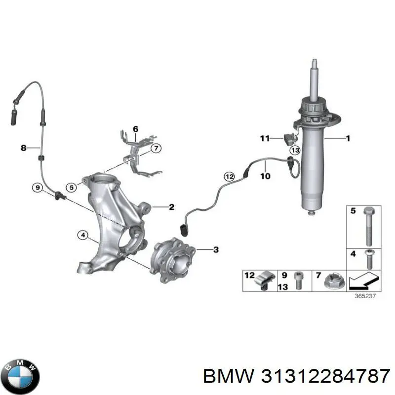 Амортизатор передний левый 31312284787 BMW