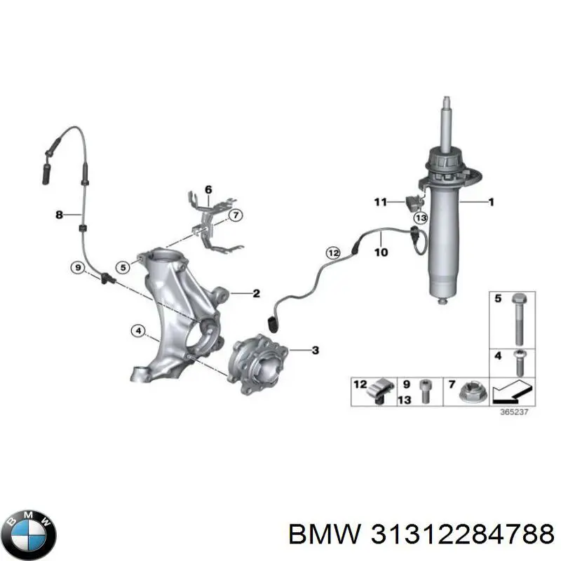 Амортизатор передний правый 31312284788 BMW