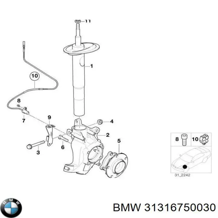 Амортизатор передний BMW 31316750030