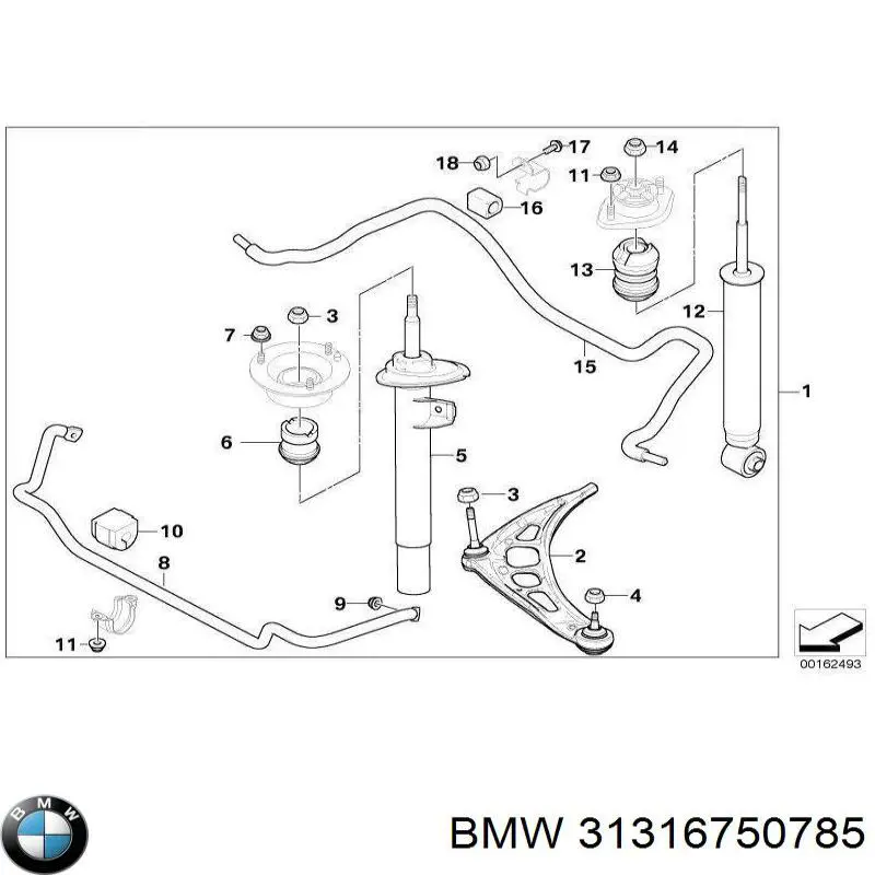 Амортизатор передний левый 31316750785 BMW