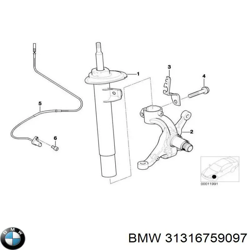 Купить 31316759097 BMW Амортизатор подвески передний левый