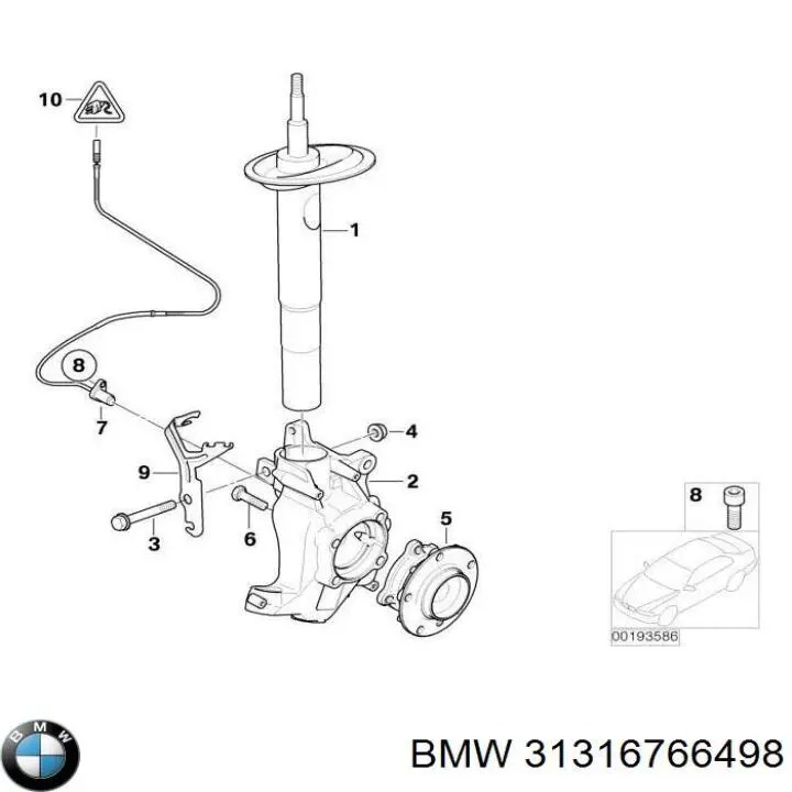 Амортизатор передний левый 31316766498 BMW