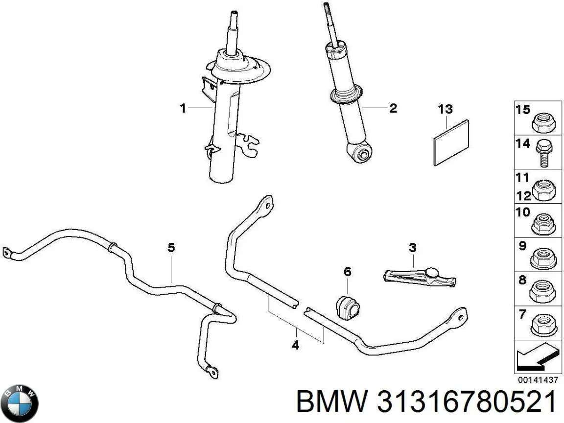 Амортизатор передний левый 31316780521 BMW