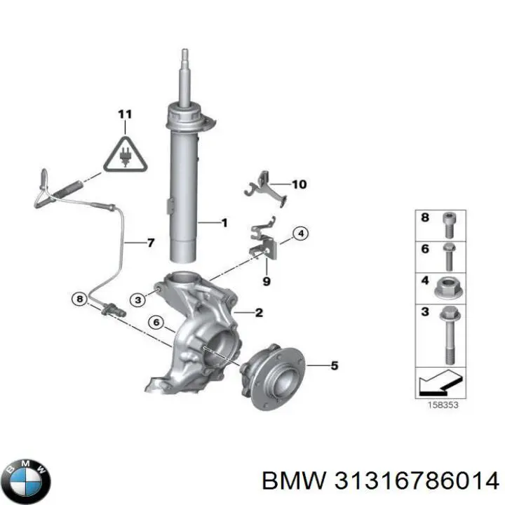 Амортизатор передній, правий 31316786014 BMW