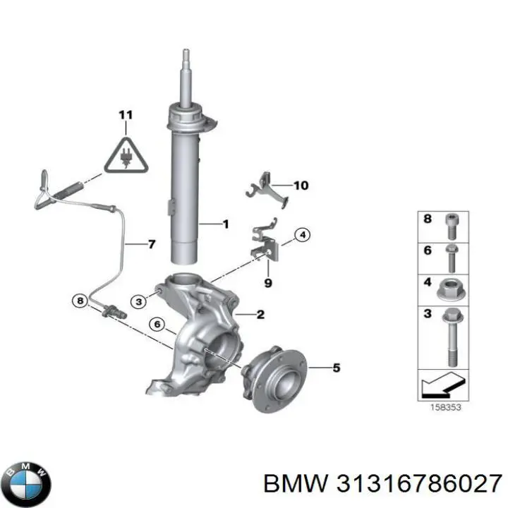 Амортизатор передний левый 31316783991 BMW