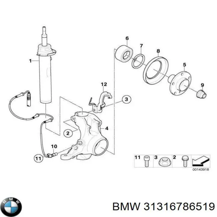 Купить 31316786519 BMW Амортизатор подвески передний левый