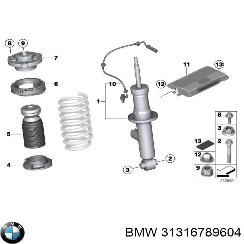 Купить 31316856442 BMW Амортизатор подвески передний правый