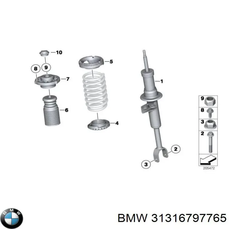 Амортизатор передней подвески левой BMW 31316797765 цена, от 108.67 USD