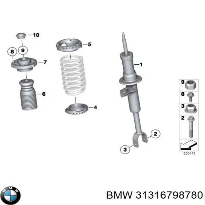 Амортизатор передний правый 31316798780 BMW