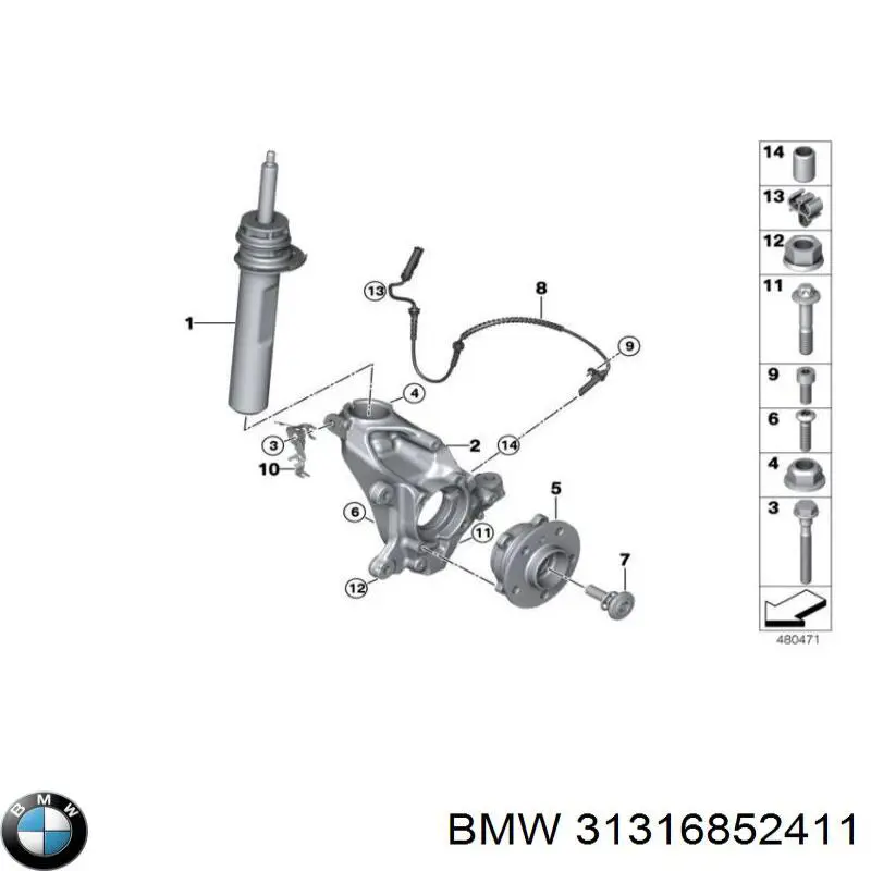 31316852411 BMW amortecedor dianteiro esquerdo