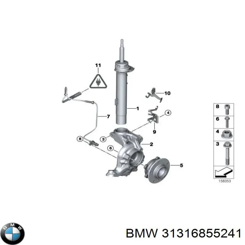 Амортизатор передний левый 31316855241 BMW