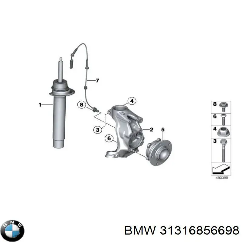 Купить 31316873789 BMW Амортизатор передней подвески