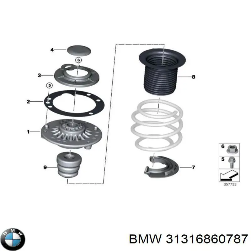 31316860787 BMW pára-choque (grade de proteção de amortecedor dianteiro + bota de proteção)
