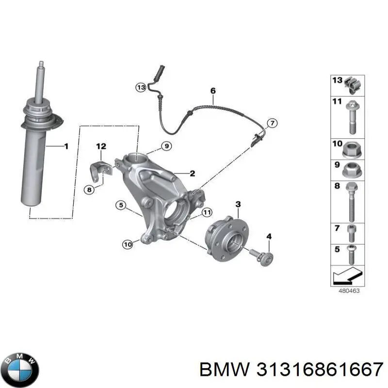 31316861667 BMW amortecedor dianteiro esquerdo
