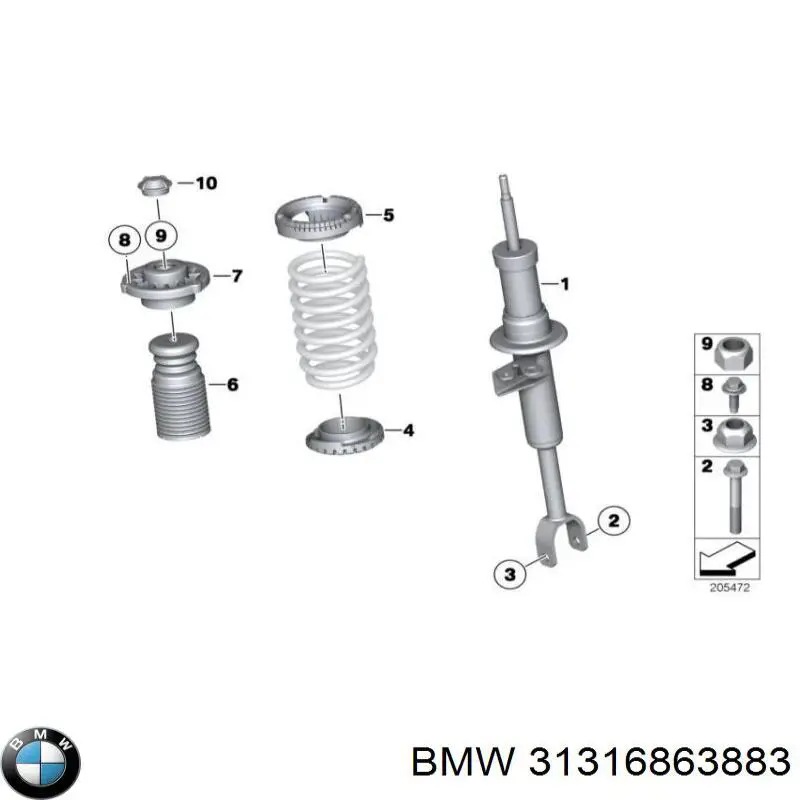 31316863883 BMW amortecedor dianteiro esquerdo