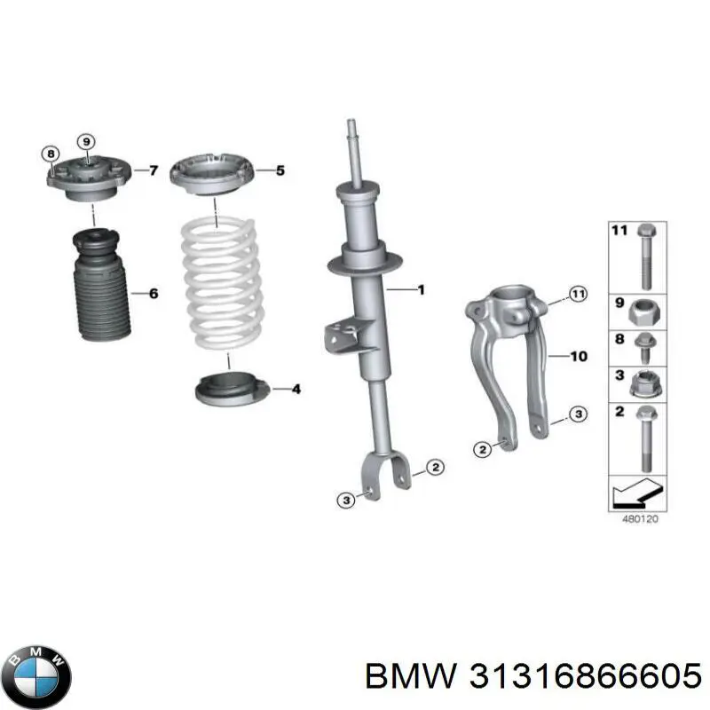 31316866605 BMW amortecedor dianteiro esquerdo