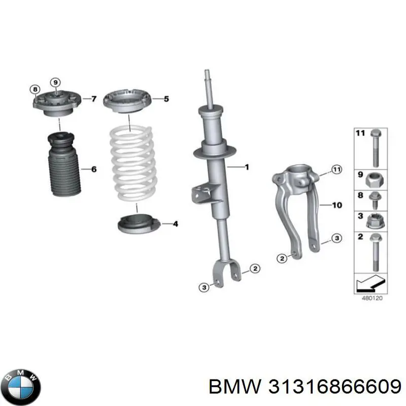 Амортизатор передний левый 31316866609 BMW