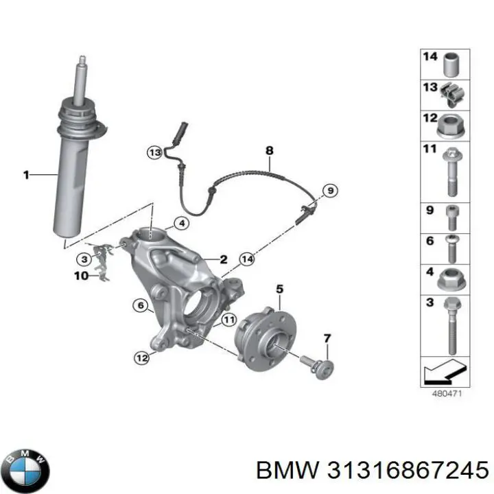 31316867245 BMW amortecedor dianteiro esquerdo