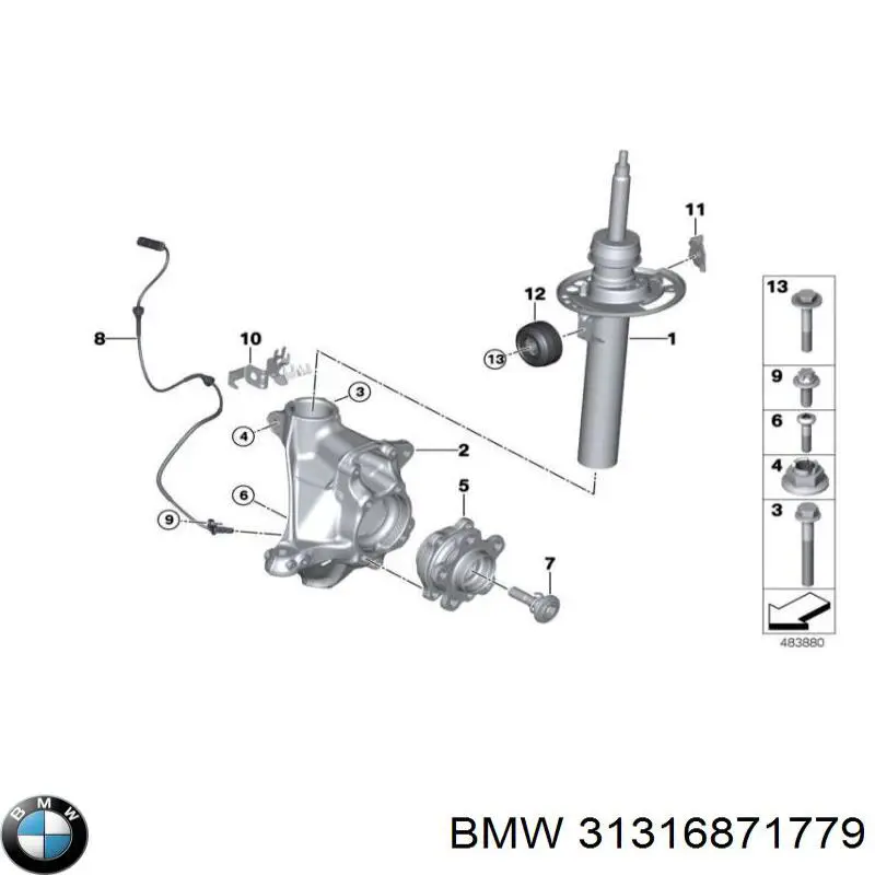 31316871779 BMW amortecedor dianteiro esquerdo