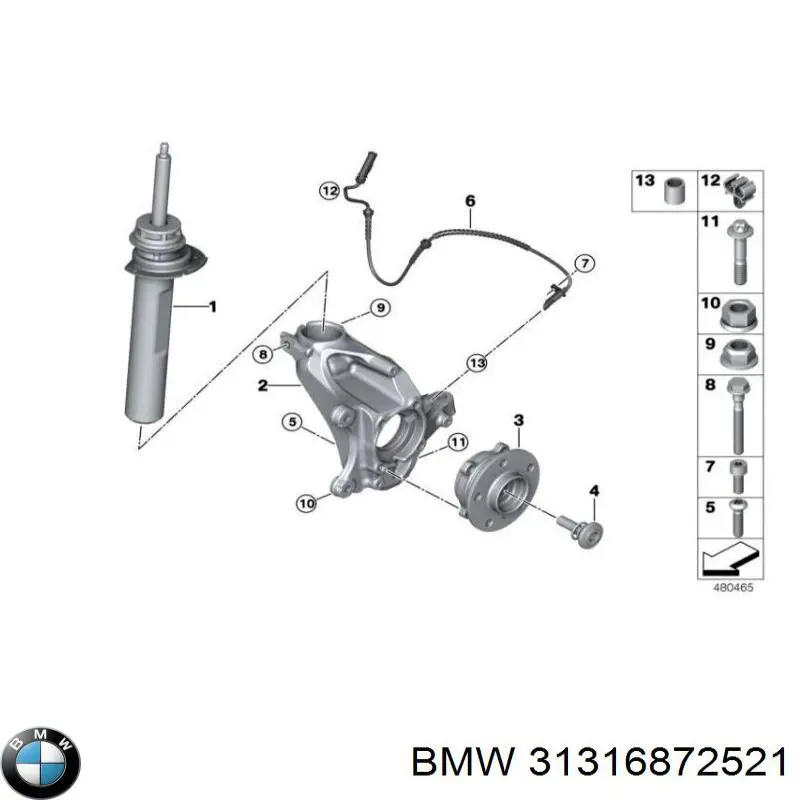 31316872521 BMW amortecedor dianteiro esquerdo