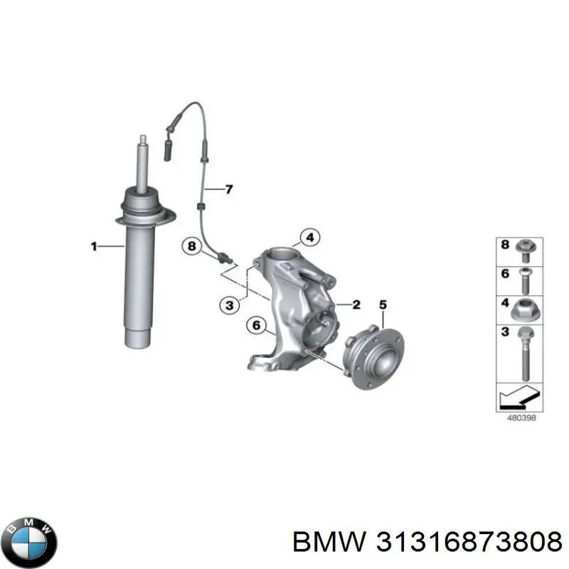 Купить 31316873808 BMW Амортизатор передней подвески